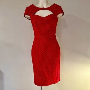 Hell Bunny Vixen - Red & Black Polka Dot Dress - Size Med